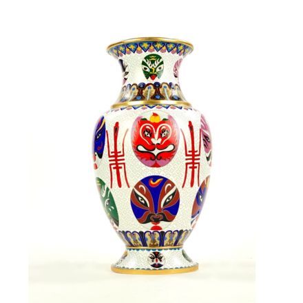 Cloissonné vase with masks and Taoist symbols