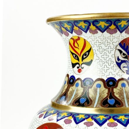Cloissonné vase with masks and Taoist symbols