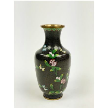 Cloissonné vase black and green