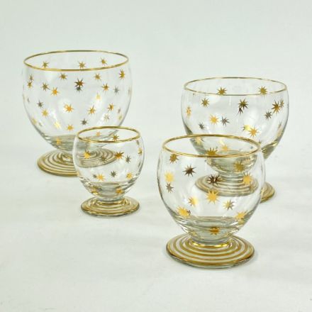 Set of 24 glasses with golden stars