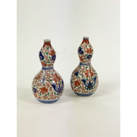 Pair of antique gourd-shaped Imari vases