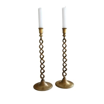 Pair of barley sugar twist candlesticks 48 cm