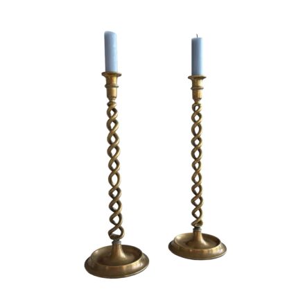 Pair of barley sugar twist candlesticks 51 cm