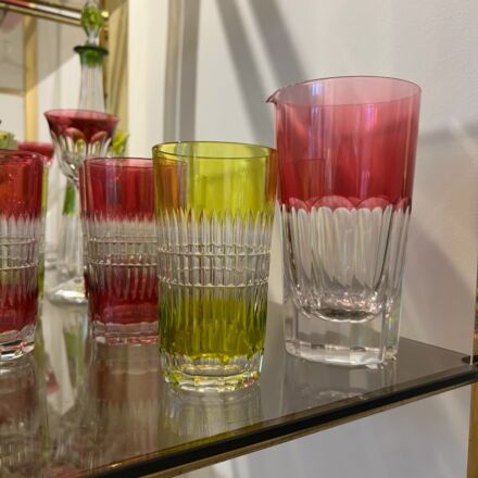 Val Saint Lambert model Florian 6 long drink glasses and a pouring cup