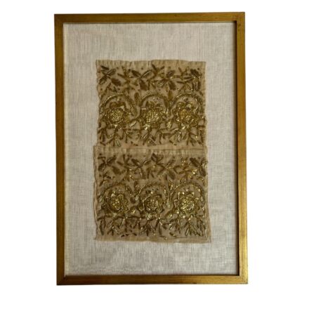 Gold brocate embroidery framed
