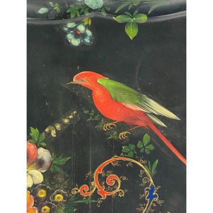 Hand-painted tray with floral and bird motif