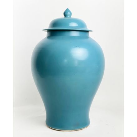Large blue lid vase
