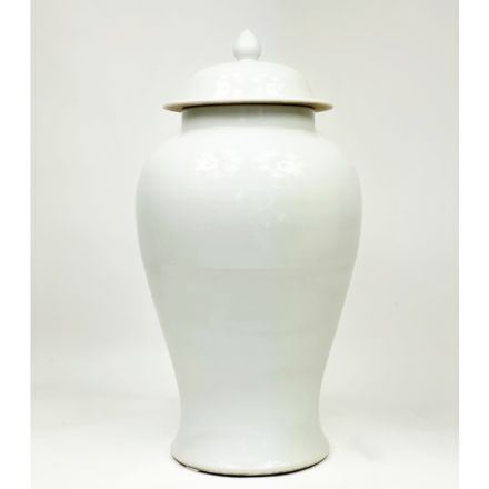 Large white lid vase 