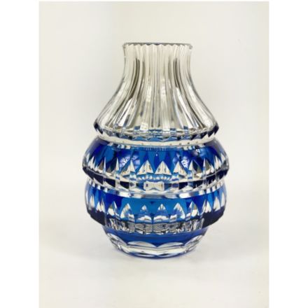 Val Saint Lambert vase double cut blue