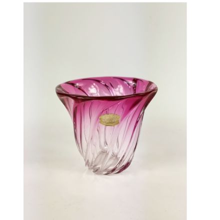 Val Saint Lambert vase pink and clear crystal 