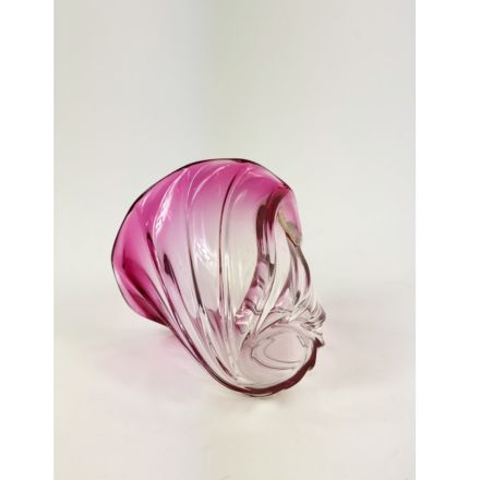 Val Saint Lambert vase pink and clear crystal 