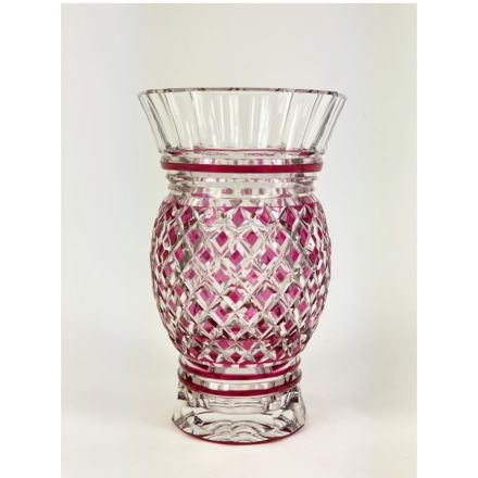 Val Saint Lambert vase double cut pink