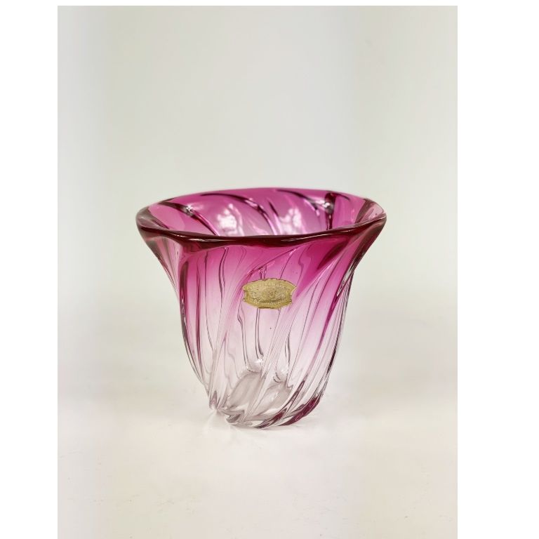 Val Lambert vase pink and clear -